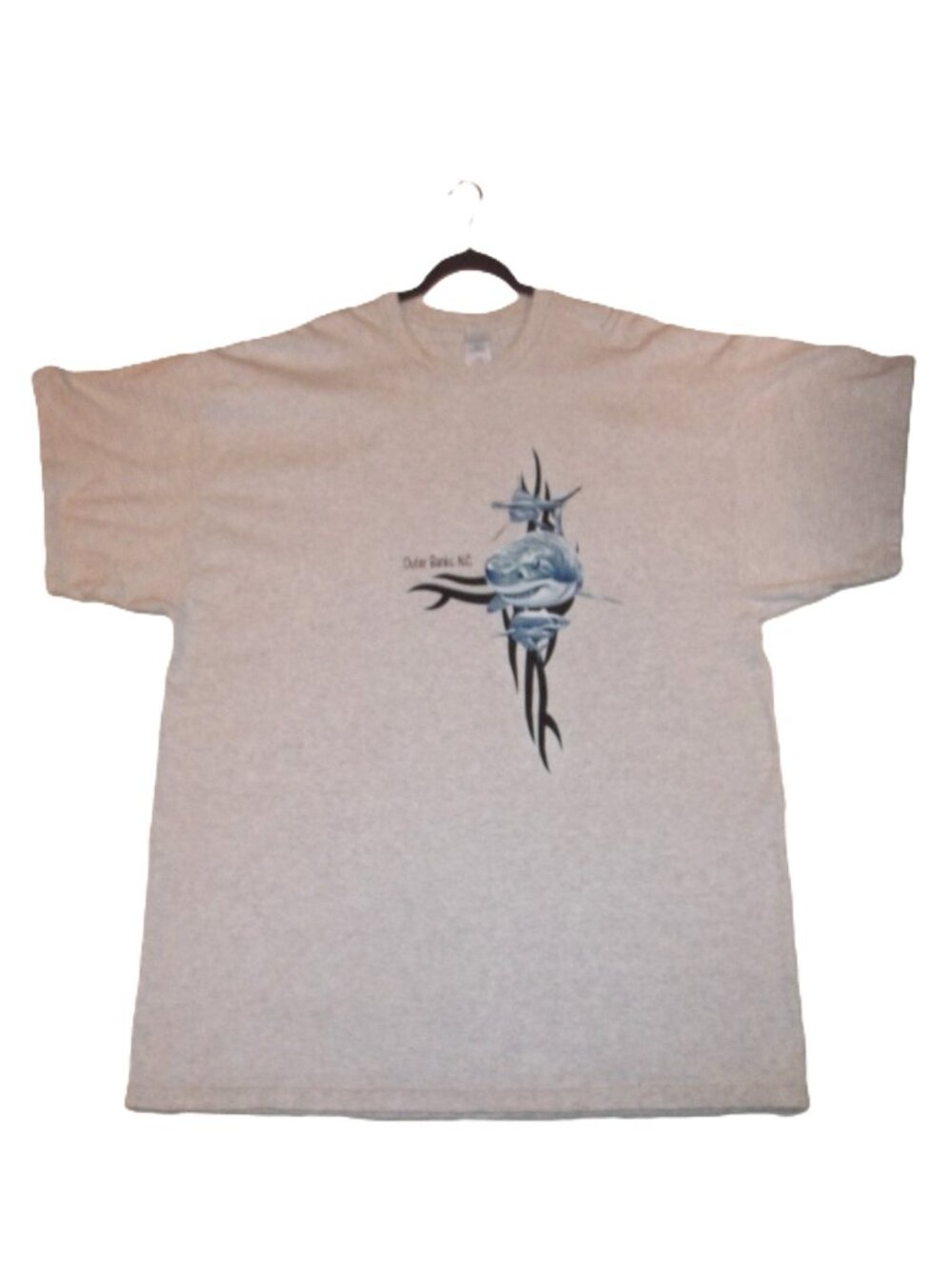 Men's XXXL Gray Gildan Outer Banks Shark SS T-Shirt